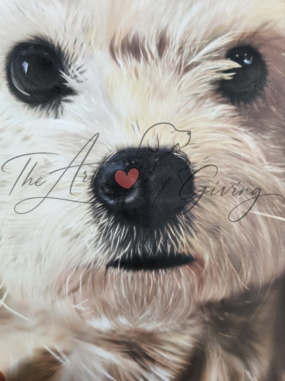 Airbrushed Painting of Billy the 14 month old Cavachon Pikapoo's face