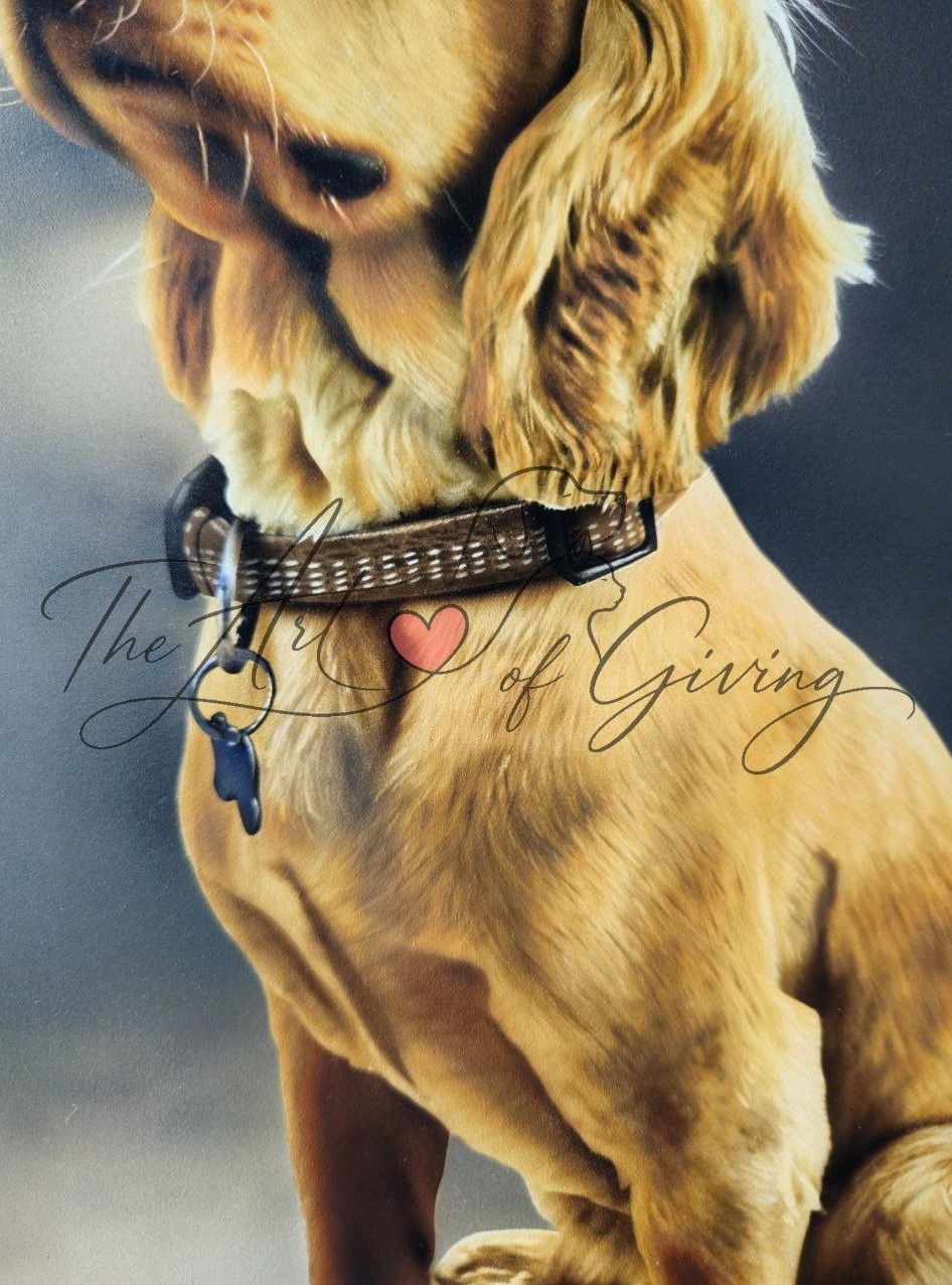 Airbrushed Painting of Chester the Cocker Spaniel's chest